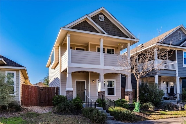 craftsman house featuring a balcony