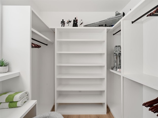 spacious closet featuring light wood-type flooring