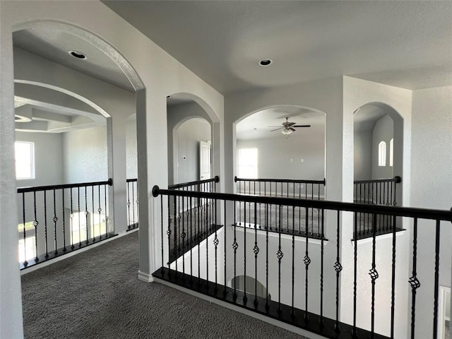 corridor featuring plenty of natural light and carpet floors