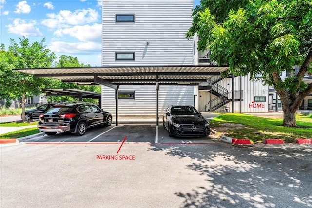 view of parking featuring a carport