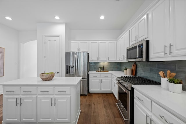 kitchen with white cabinets and stainless steel appliances