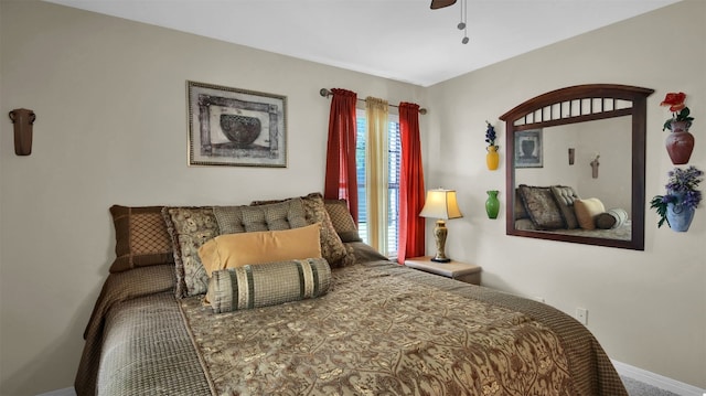 bedroom featuring ceiling fan