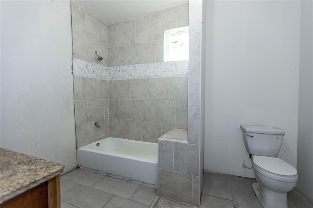 full bathroom with tile patterned flooring, vanity, toilet, and shower / washtub combination