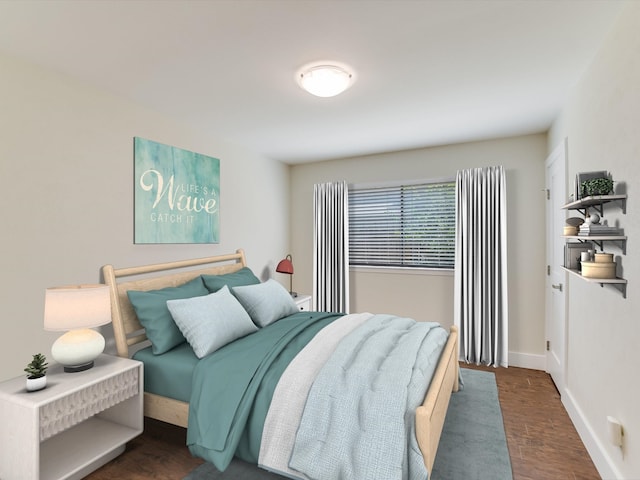 bedroom featuring dark wood-type flooring