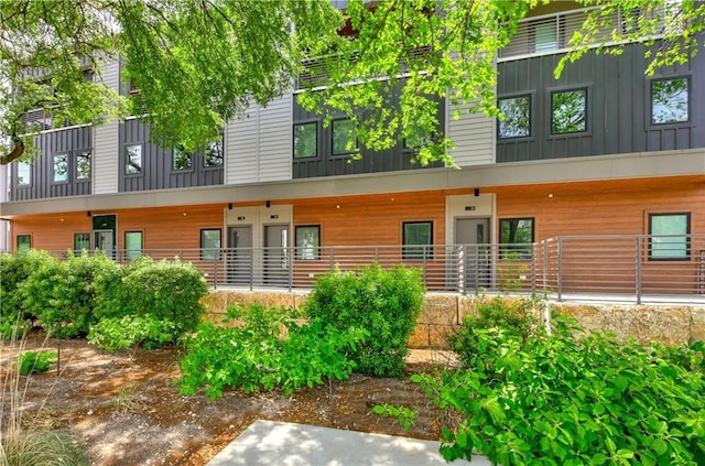 exterior space featuring board and batten siding