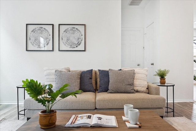 living room featuring hardwood / wood-style flooring