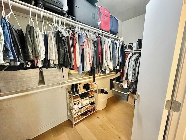 spacious closet with wood-type flooring