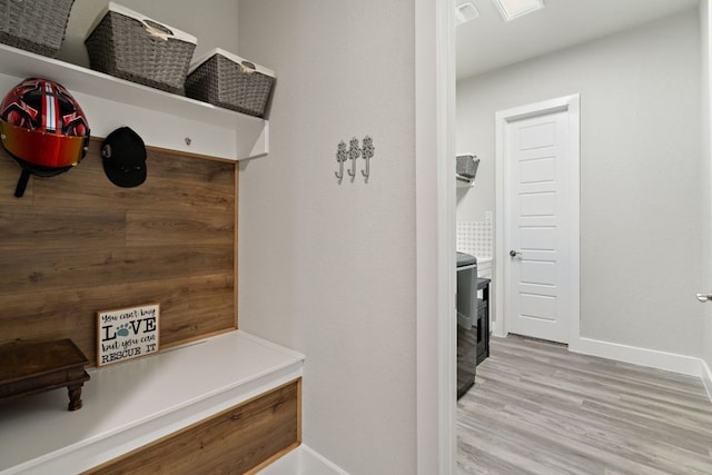 mudroom featuring light wood-type flooring