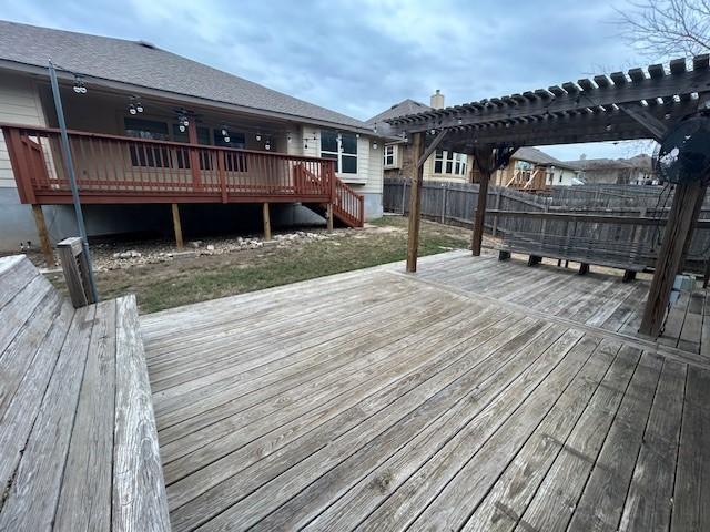 deck featuring a pergola