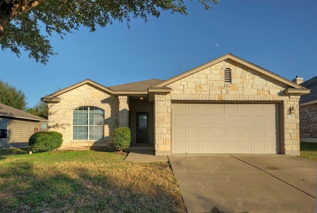 ranch-style house with a garage and driveway