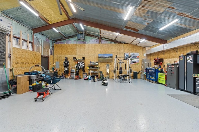 garage with a garage door opener