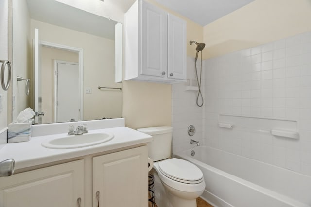 full bathroom with vanity, toilet, and bathing tub / shower combination