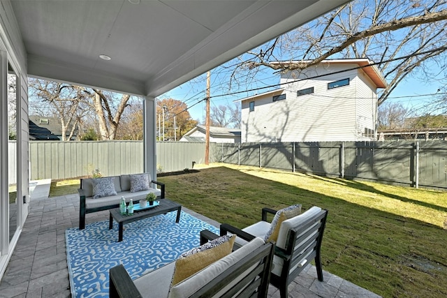 view of patio / terrace featuring an outdoor living space