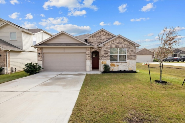 view of front of house featuring a garage and a front lawn