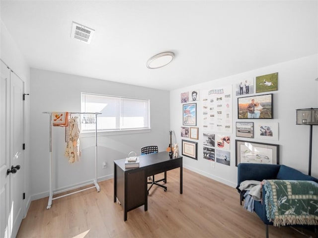 office featuring light wood-type flooring