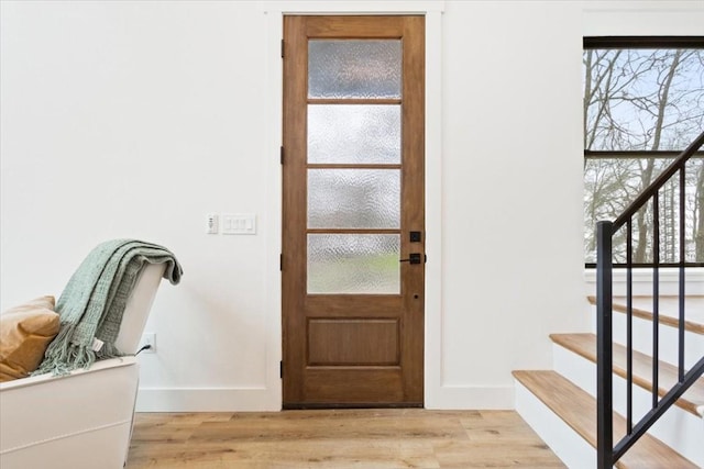 foyer entrance featuring light wood-type flooring