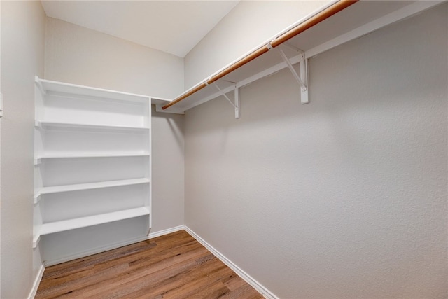 walk in closet with hardwood / wood-style flooring