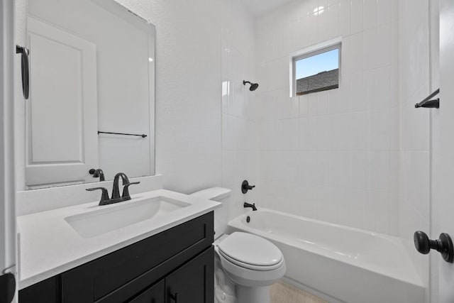 full bathroom with vanity, toilet, and shower / washtub combination