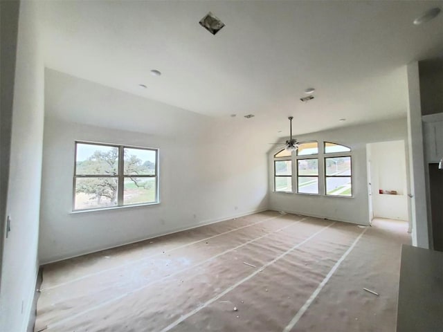 unfurnished room with ceiling fan