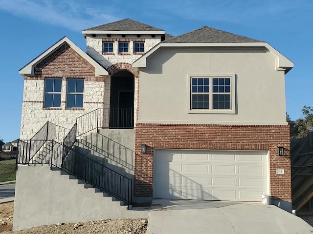 view of front property with a garage