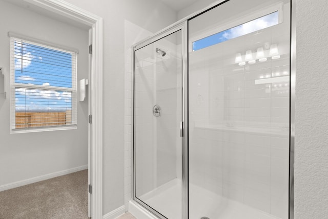 bathroom with plenty of natural light and an enclosed shower