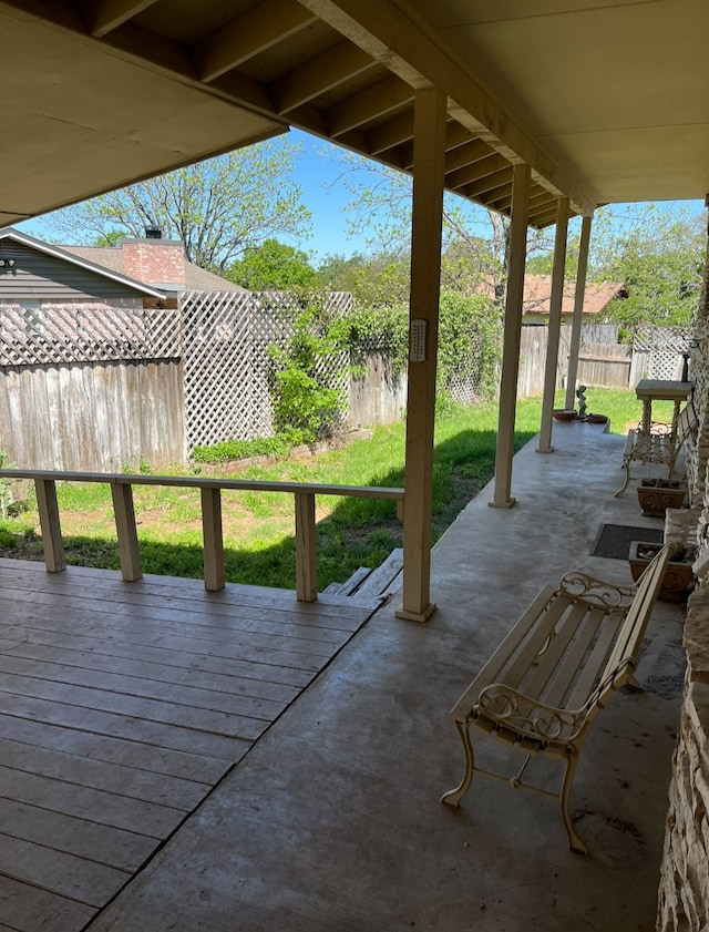 view of patio with a wooden deck