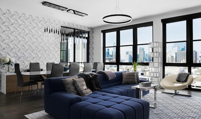 living room featuring hardwood / wood-style flooring