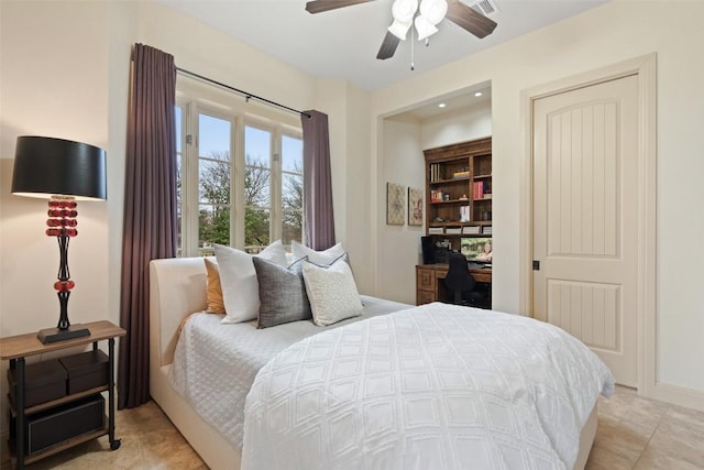 bedroom featuring ceiling fan