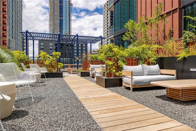 exterior space featuring an outdoor hangout area