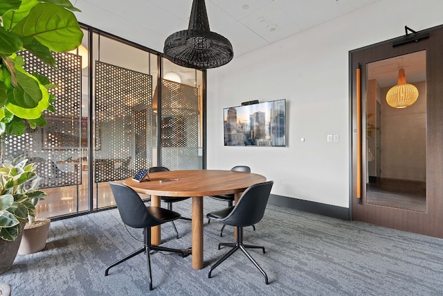 view of carpeted dining room