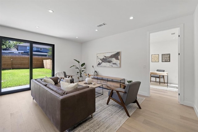 living room featuring light hardwood / wood-style flooring