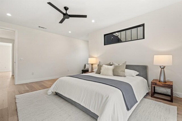 4505 Shoal Creek St, Austin, TX 78756 - bedroom featuring light wood-type flooring, recessed lighting, and ceiling fan