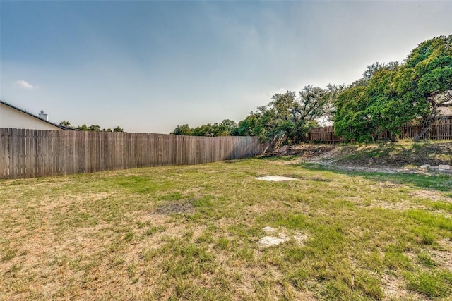 view of yard featuring a fenced backyard