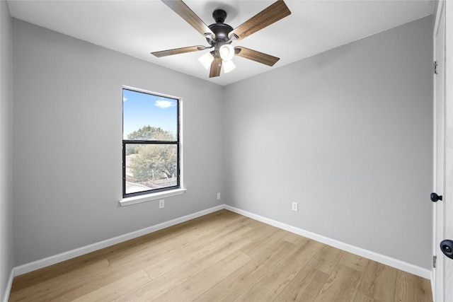 unfurnished room featuring ceiling fan and light hardwood / wood-style floors