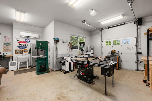 garage with a wall unit AC