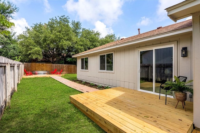 view of yard with a deck