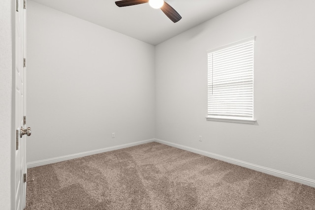 unfurnished room featuring carpet flooring and ceiling fan