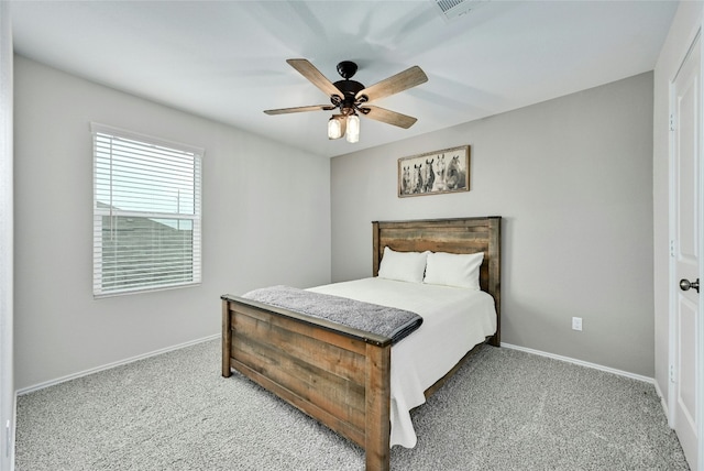 bedroom with carpet flooring and ceiling fan