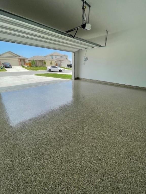 garage with a garage door opener