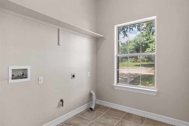 laundry room with electric dryer hookup and hookup for a washing machine