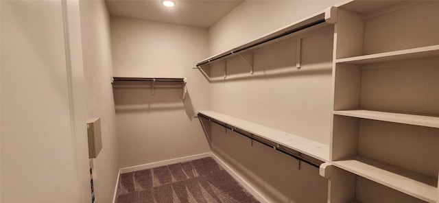 spacious closet with dark carpet