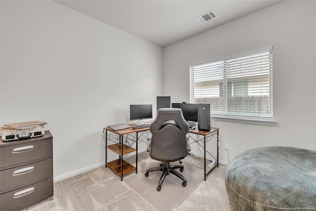 office featuring light colored carpet