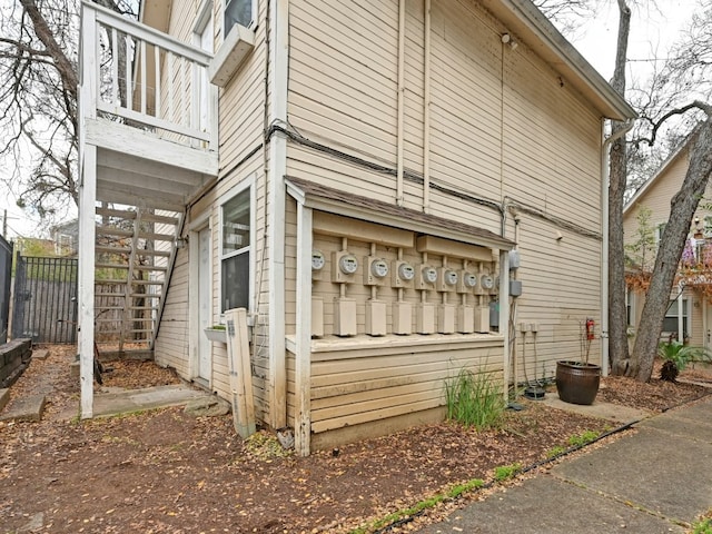 view of home's exterior featuring a balcony