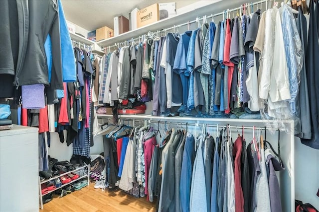 walk in closet featuring wood finished floors