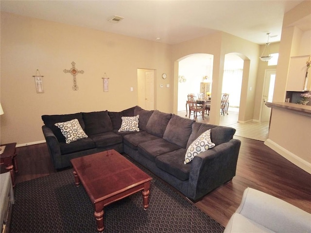 living room featuring wood-type flooring