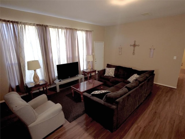 living room featuring hardwood / wood-style floors