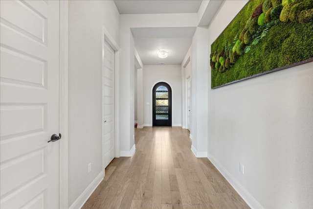 hall featuring light hardwood / wood-style floors