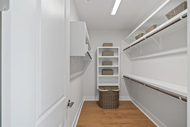 spacious closet featuring light hardwood / wood-style flooring