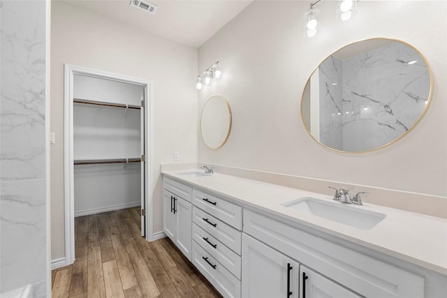 bathroom featuring wood-type flooring and vanity