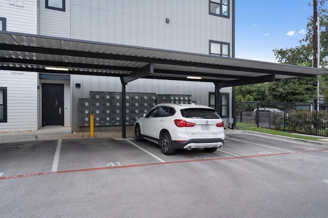 view of parking with a carport